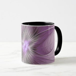 Little Beauty Modern Mauve Grey Fractal Art Flower Mug