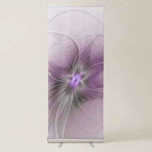 Little Beauty Modern Mauve Grey Fractal Art Flower Retractable Banner