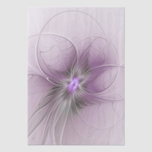 Little Beauty Modern Mauve Grey Fractal Art Flower Tissue Paper
