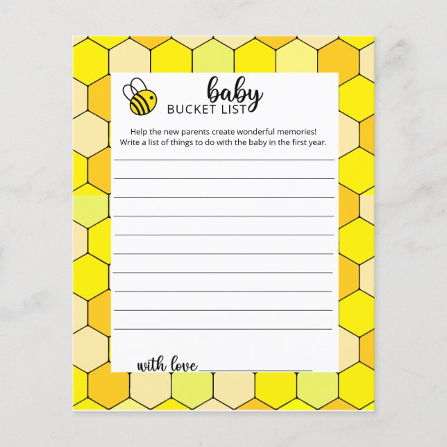 Little Bee Baby bucket list (Front)