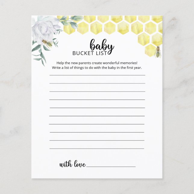 Little Bee Baby bucket list (Front)
