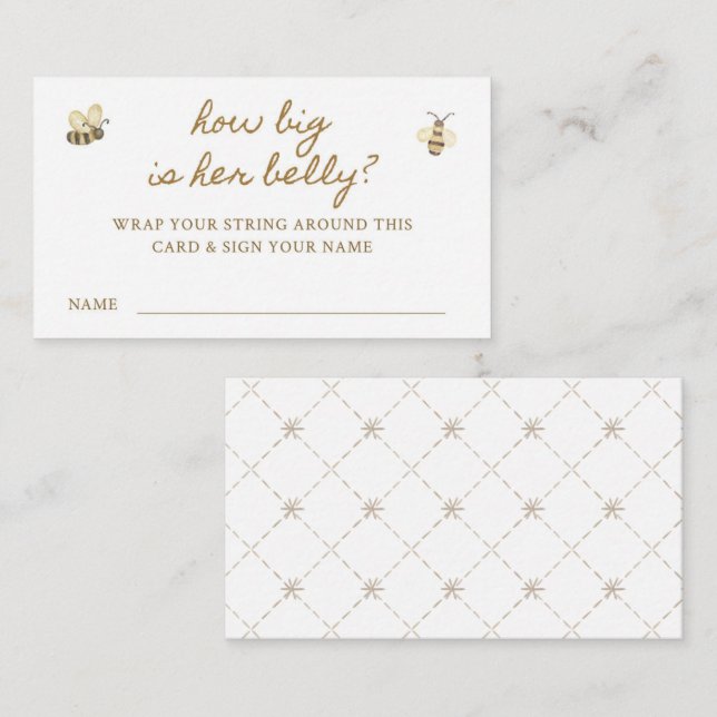 Little Bee Baby Shower Belly Game Enclosure Card (Front/Back)