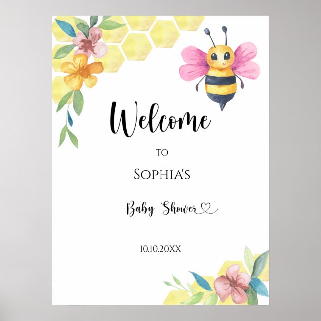 Little Bee baby shower Poster (Front)