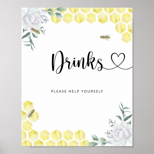 little bee Drinks help yourself Poster (Front)