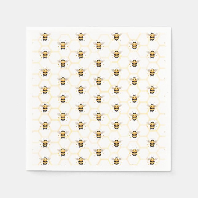 Little Bee Gender Neutral Honeycomb Baby Shower Napkin (Front)