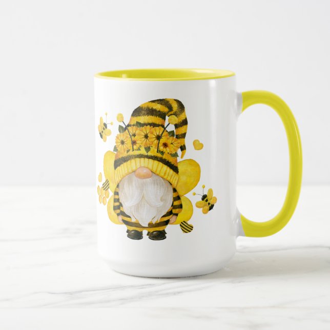 Little Bee Gnome In Sunflowers Mug (Right)