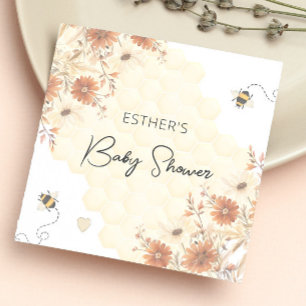 Little Bee Honey Boho Wildflower Baby Shower Napkin