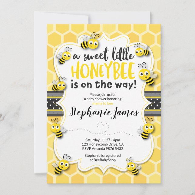 Little Bee on the Way | Bee Baby Shower Invitation (Front)