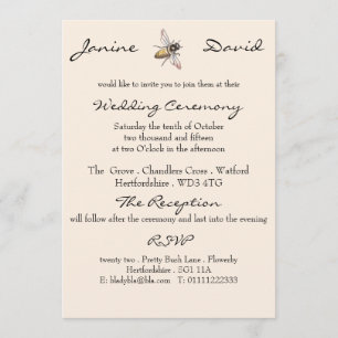 Little Bee Rustic Wedding Invitation