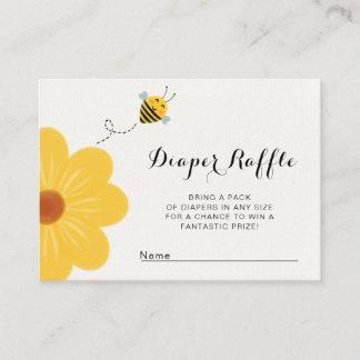 Little Bee Yellow Flower Baby Shower diaper raffle Enclosure Card
