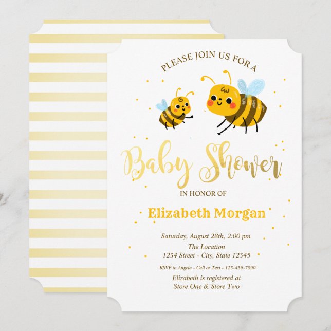 Little Bees Baby Shower Invitation (Front/Back)