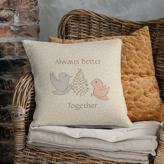 Little Beige Birdies at Feeder - Better Together.  Cushion (Creator Uploaded)