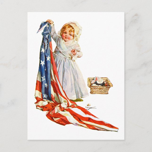 Little Betsy Ross and the America Flag Postcard (Front)