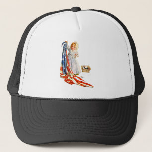 Little Betsy Ross and the America Flag Trucker Hat