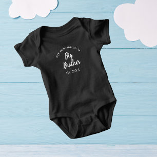 Little Big Brother Est Year White Baby Announcemen Bodysuit