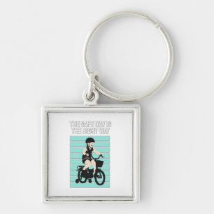 Little Bike Rider - The Safe Way Is The Right Way Key Ring