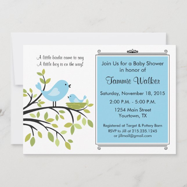 Little Bird Baby Shower Party Invitation (Front)