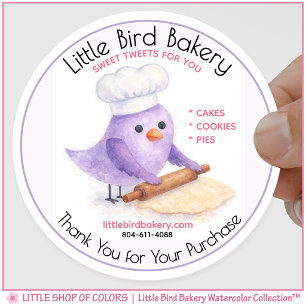 Little Bird Bakery Watercolor Baking Classic Round Sticker