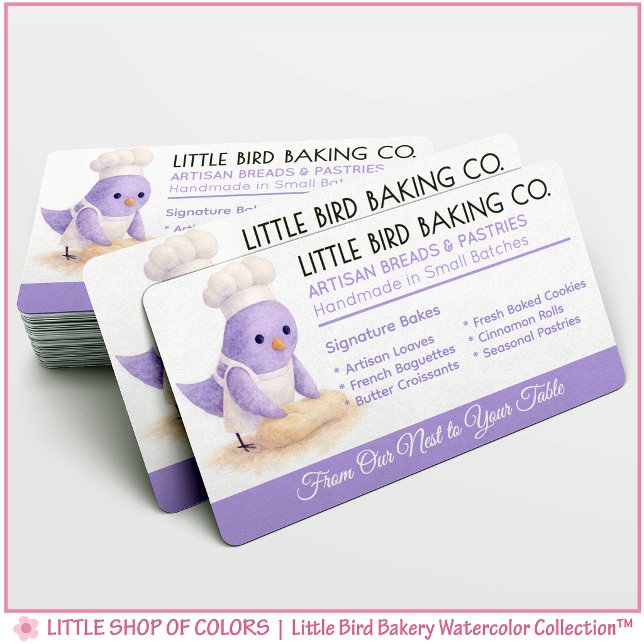 Little Bird Bakery Watercolor Business Card (Creator Uploaded)