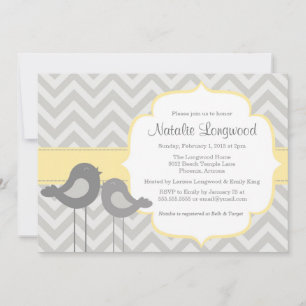 Little Bird Chevron Baby Shower Invitation