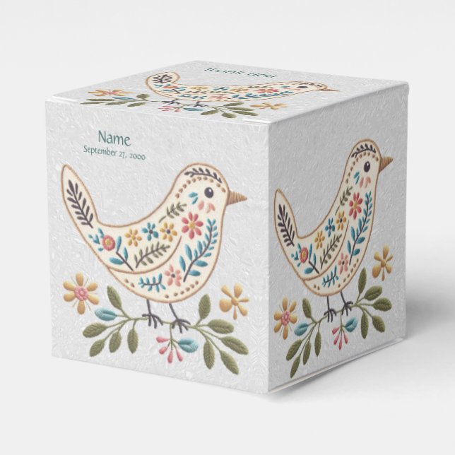 Little Bird Colourful Floral Favour Box (Front Side)