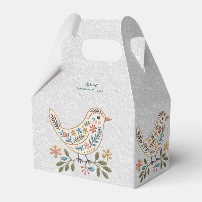 Little Bird Colourful Floral Favour Box (Front Side)