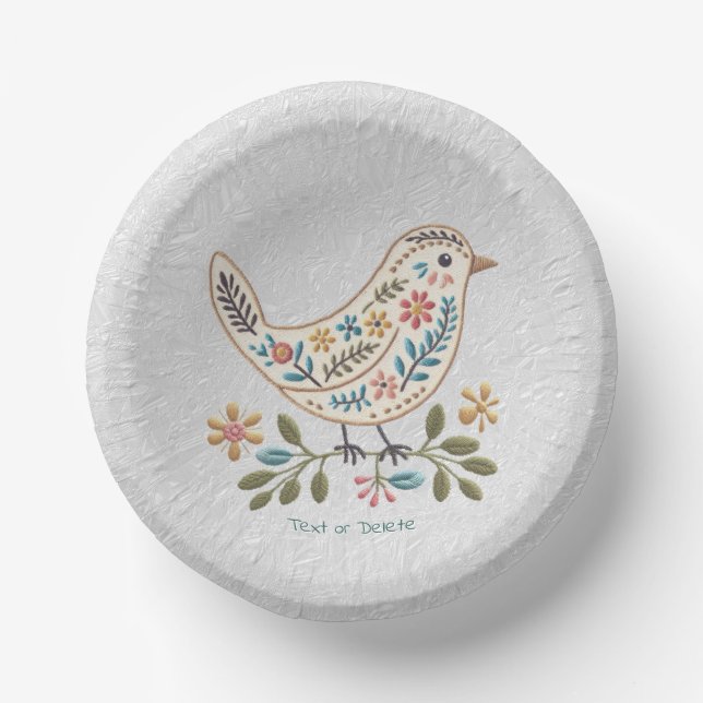 Little Bird Colourful Floral Paper Bowl Plate (Front)