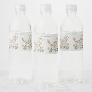 Little Bird Colourful Floral Water Bottle Label