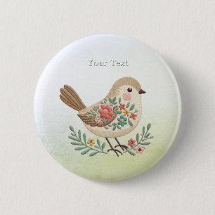 Little Bird Floral Gold Button