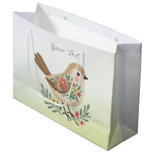 Little Bird Floral Gold Gift Bag