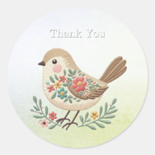 Little Bird Floral Gold Sticker