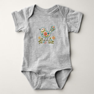 Little Bird Floral Green Leaves Baby Bodysuit