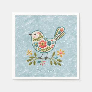 Little Bird Floral Green Leaves Napkins