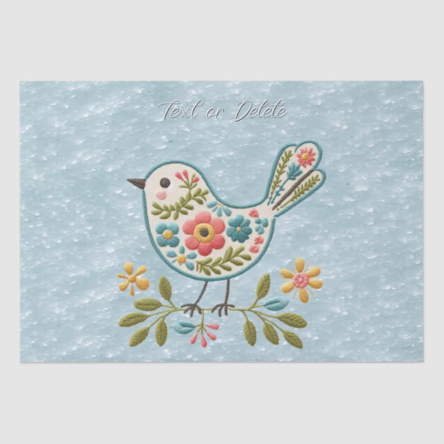 Little Bird Floral Green Leaves Tissue Paper (Front)