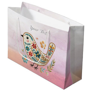 Little Bird Floral Pink Gift Bag