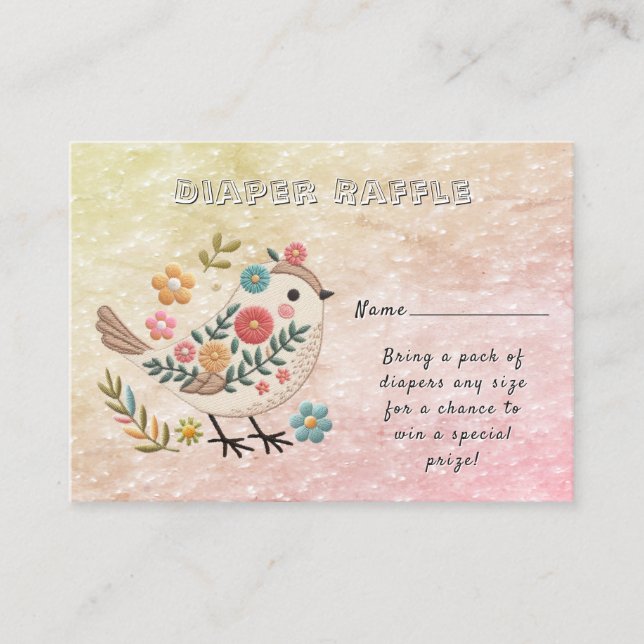 Little Bird Leaves Flowers Pink Baby Shower Enclosure Card (Front)