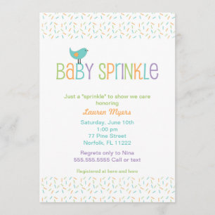 Little Bird Sprinkle Baby Shower Invite Neutral