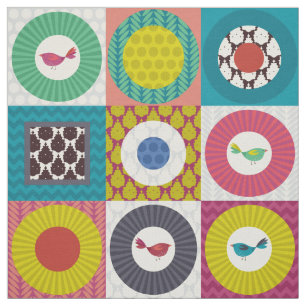 little bird squares fabric