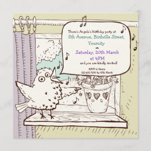 Little Bird Told Me kids Birthday Party Invitation