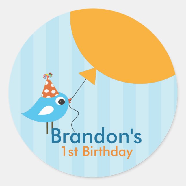 Little Birdie first birthday stickers (Front)