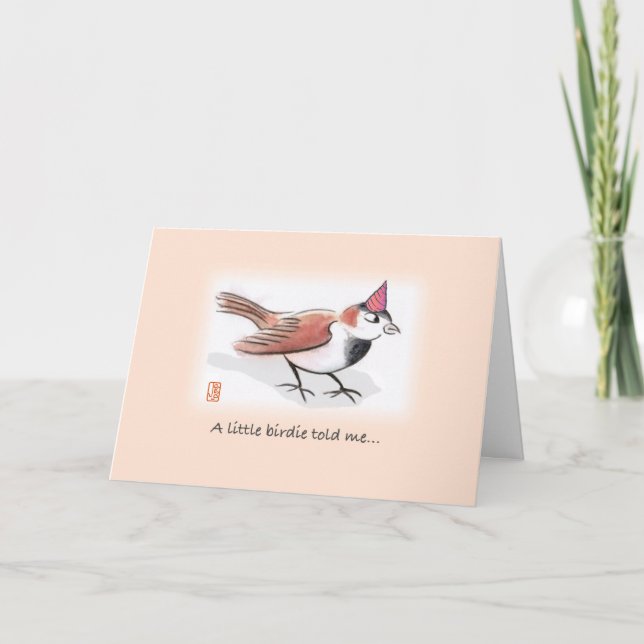 Little Birdie Six-Year-Old Birthday Card (Front)