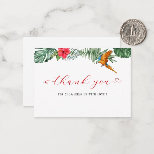 Little birdie watercolor baby  shower thank you card (Front/Back In Situ)