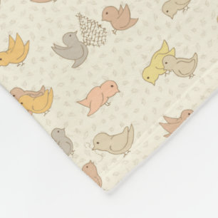 Little Birdies and feathers on beige - pattern. Fleece Blanket