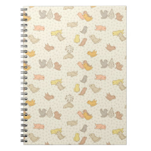 Little Birdies and feathers on beige - pattern.    Notebook
