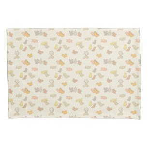 Little Birdies and feathers on beige - pattern.    Pillowcase
