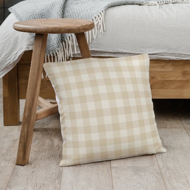 Little Birdies beige Gingham - pattern.    Cushion (Creator Uploaded)