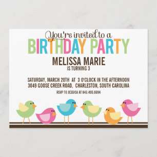 Little Birds Birthday Party Invitation