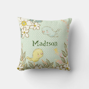 Little Birds Flying Floral Polka Dots Baby Nursery Cushion