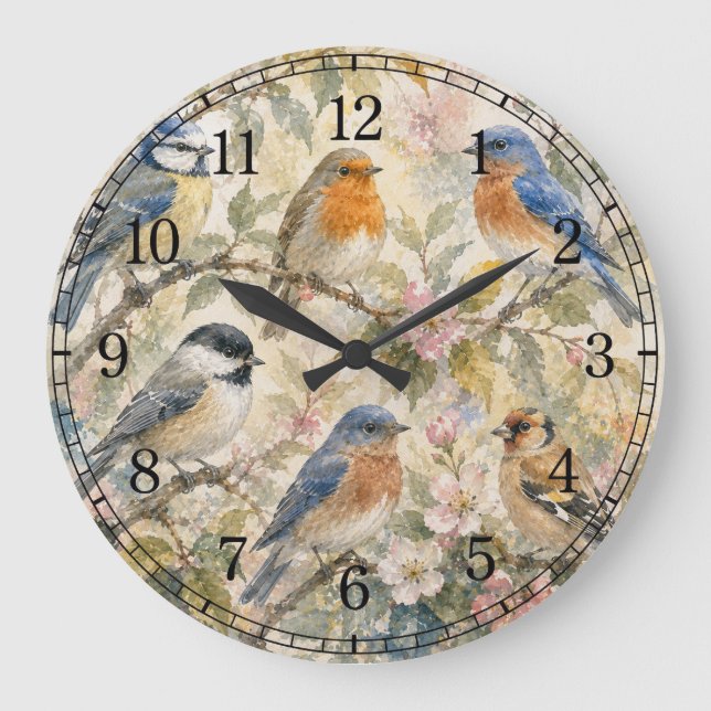 Little Birds Wall Clock — Charming Nature Design (Front)