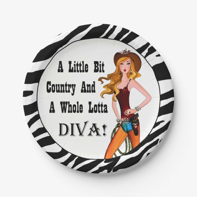 Little Bit Country and a Whole Lotta DIVA! Paper Plate (Front)
